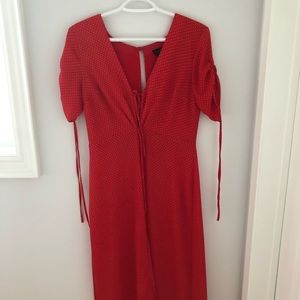 Topshop Red Midi Dress with Middle front slit